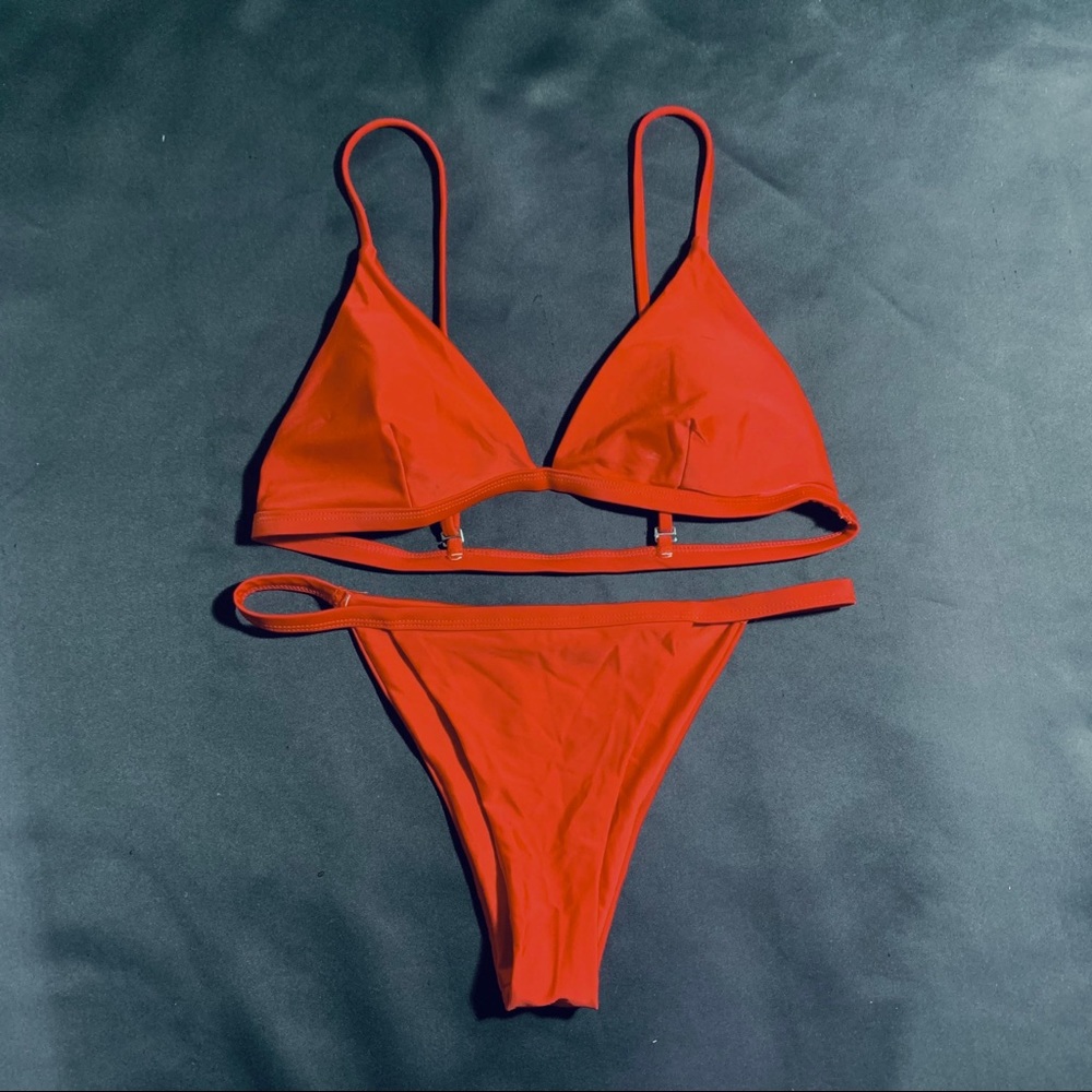 Red Thong Bikini Set